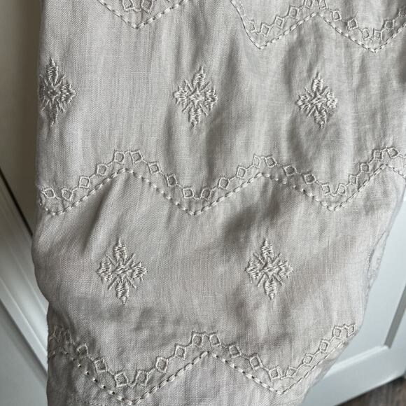 St. Tropez West Women’s Embroidered Linen Sleeveless Blouse Sz S Boho Lagenlook - Picture 4 of 14